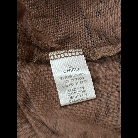 Zenna Top Small Womens Brown V Neck Basic Lightweight Tee - Picture 7 of 7
